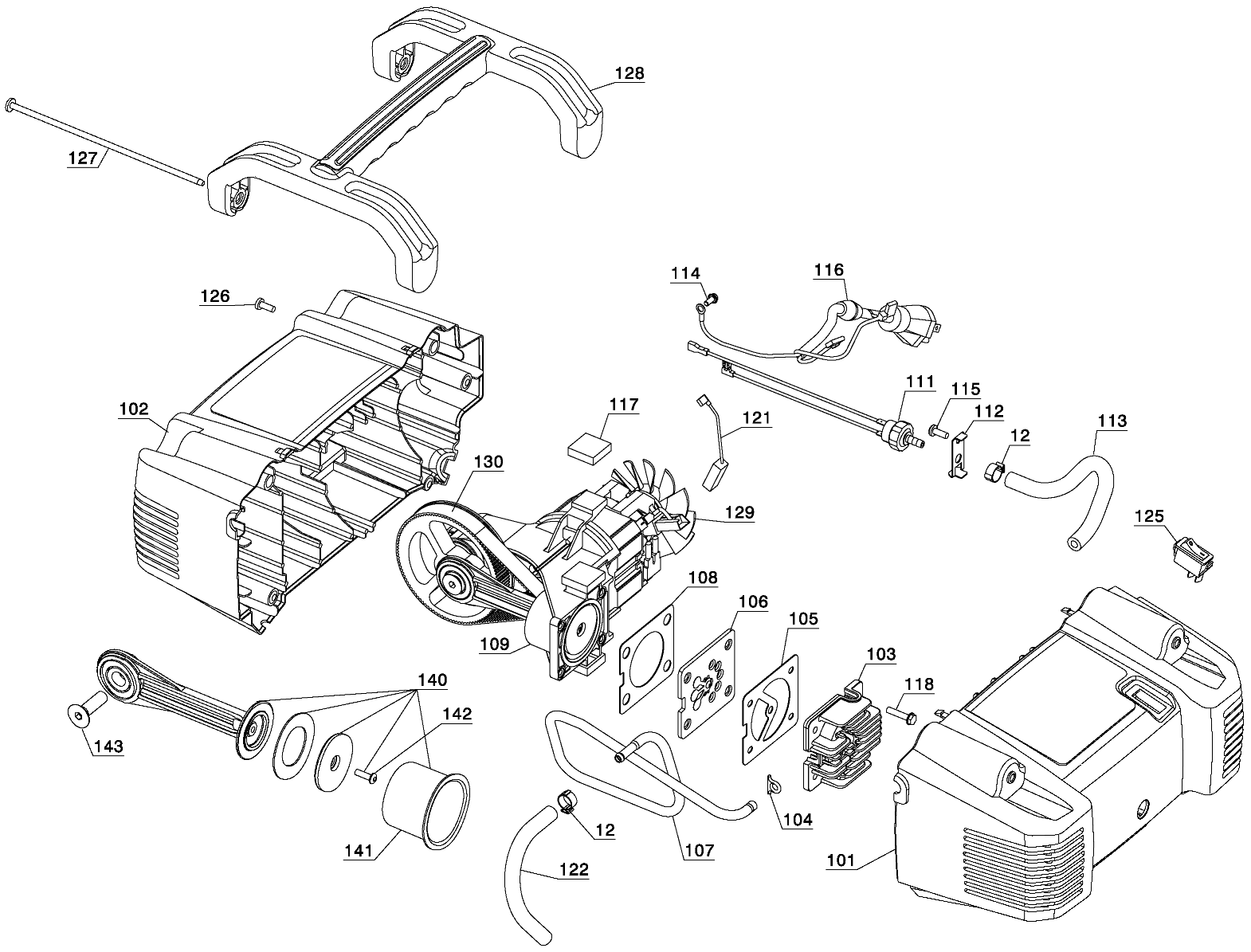PUMP Diagram and Parts List for C2002M-WK Type 1 Porter Cable Compressor